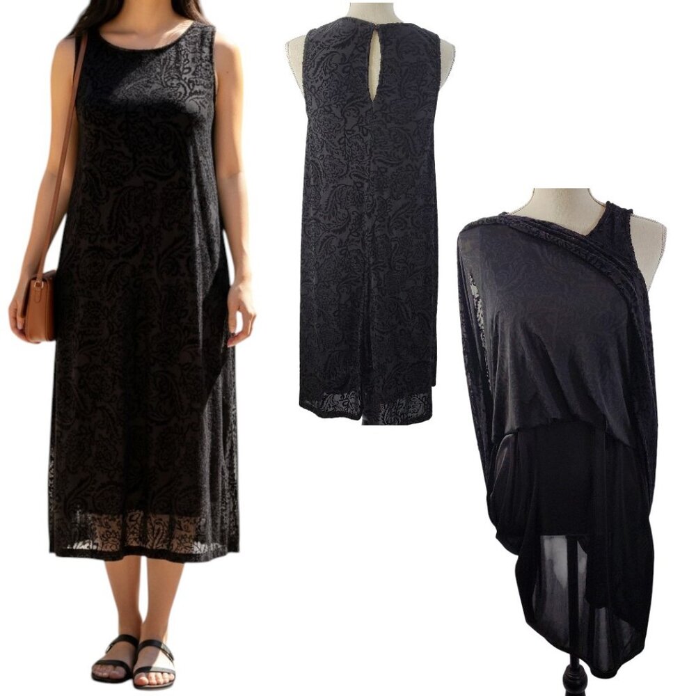 Simply Styled Women's Slip Lined Floral Print Black Dress - Size Medium